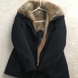 Faux fur lined coat